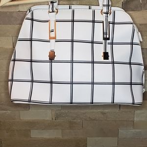 New Black and white plaid Handbag/ satchel